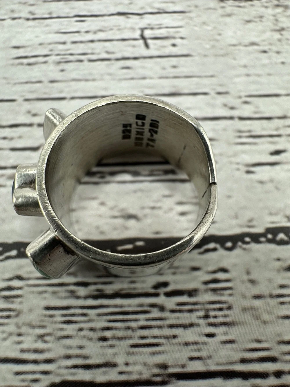 Taxco Silver Band Ring with Red, Blue and Green Accents